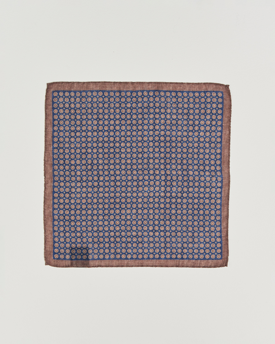 Uomini | Fazzoletti da taschino | Amanda Christensen | Wool Printed Medallion Pocket Square Navy