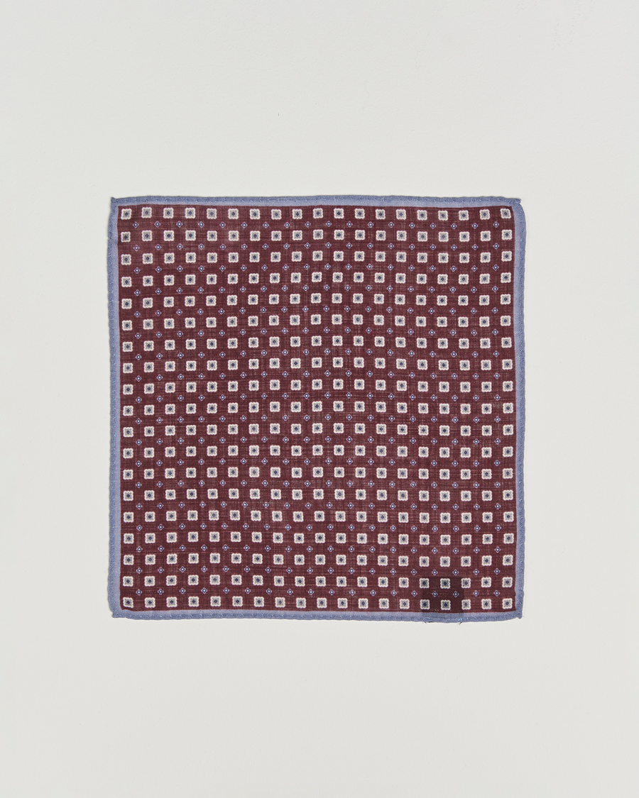 Uomini | Fazzoletti da taschino | Amanda Christensen | Wool Printed Flower Pocket Square Wine