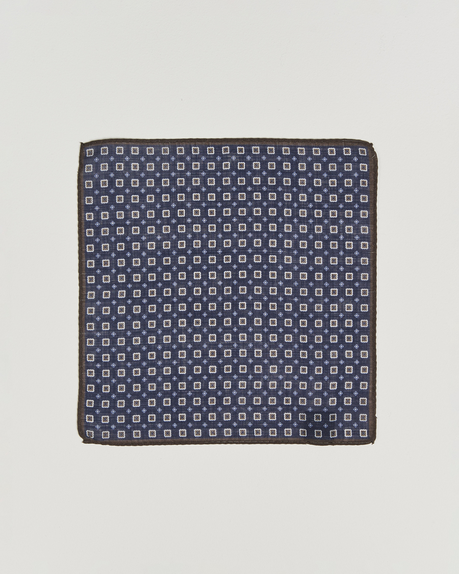 Uomini | Fazzoletti da taschino | Amanda Christensen | Wool Printed Flower Pocket Square Navy