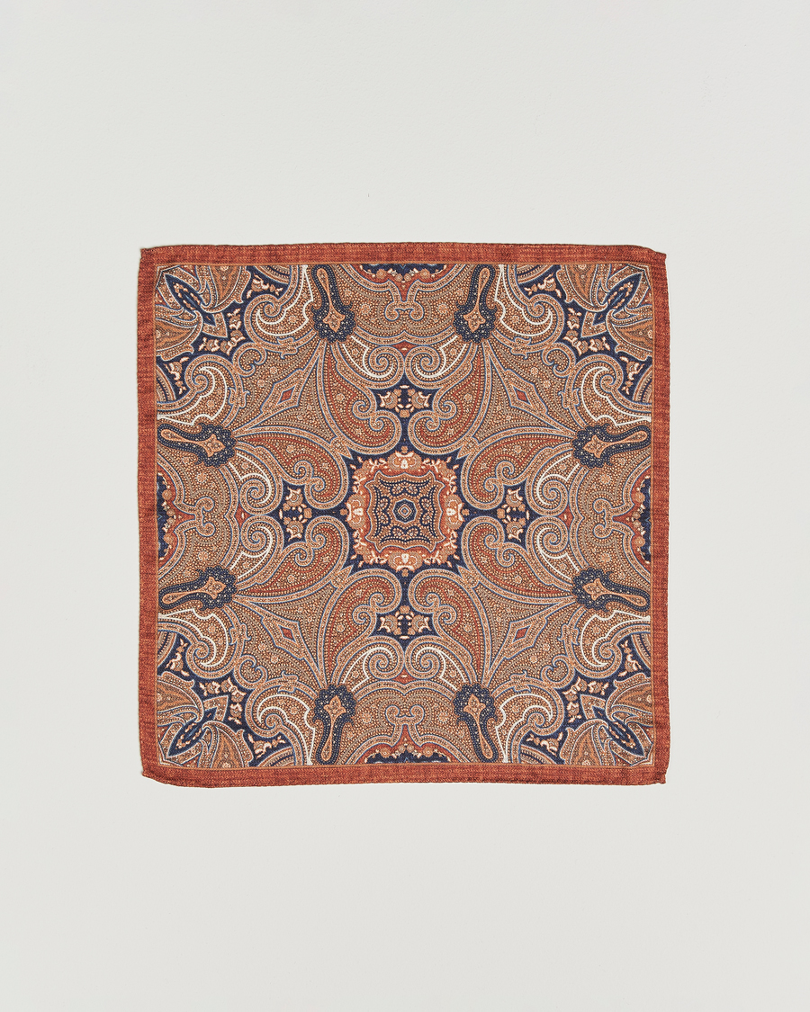 Uomini | Fazzoletti da taschino | Amanda Christensen | Silk Doublefaced Pocket Square Orange