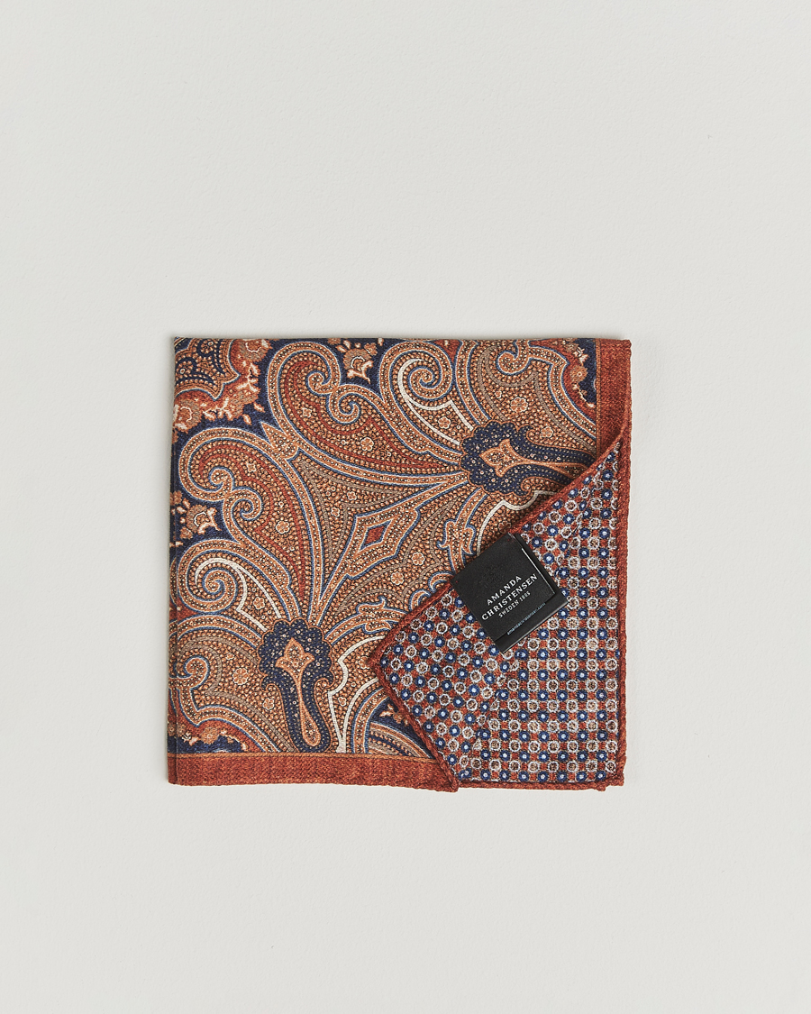 Uomini | Fazzoletti da taschino | Amanda Christensen | Silk Doublefaced Pocket Square Orange