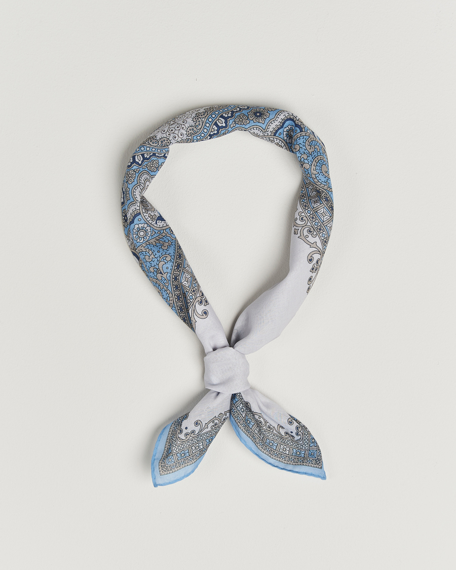 Uomini | Sciarpe | Amanda Christensen | Cotton Voilé Printed Paisley Bandana Cream
