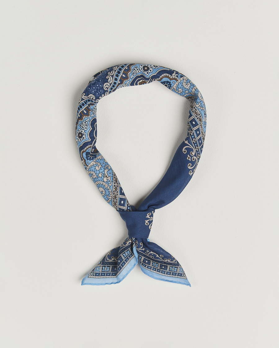 Uomini | Sciarpe | Amanda Christensen | Cotton Voilé Printed Paisley Bandana Navy