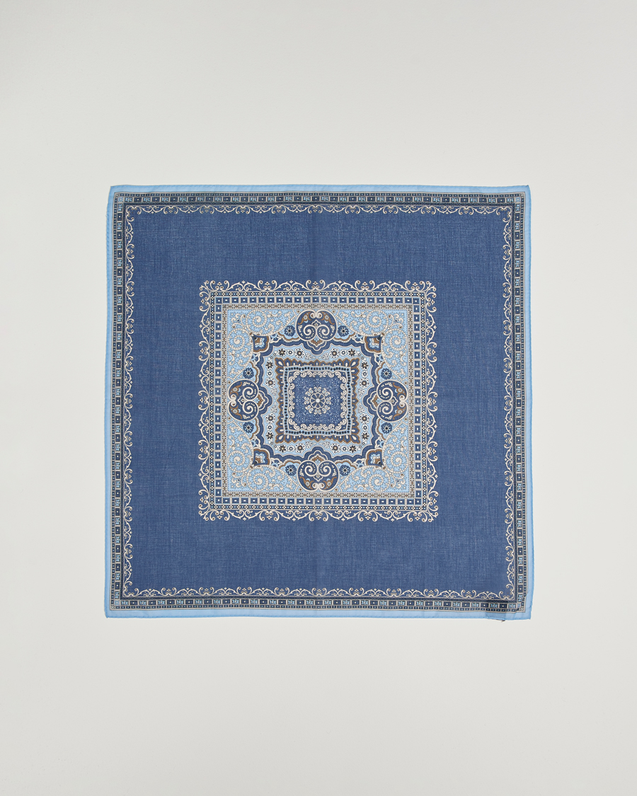 Uomini | Sciarpe | Amanda Christensen | Cotton Voilé Printed Paisley Bandana Navy