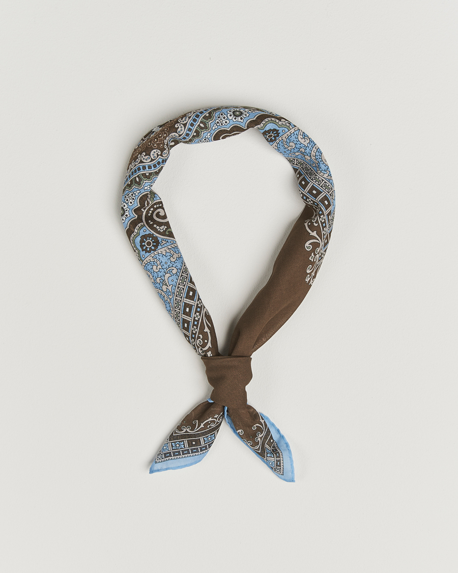 Uomini | Sciarpe | Amanda Christensen | Cotton Voilé Printed Paisley Bandana Brown