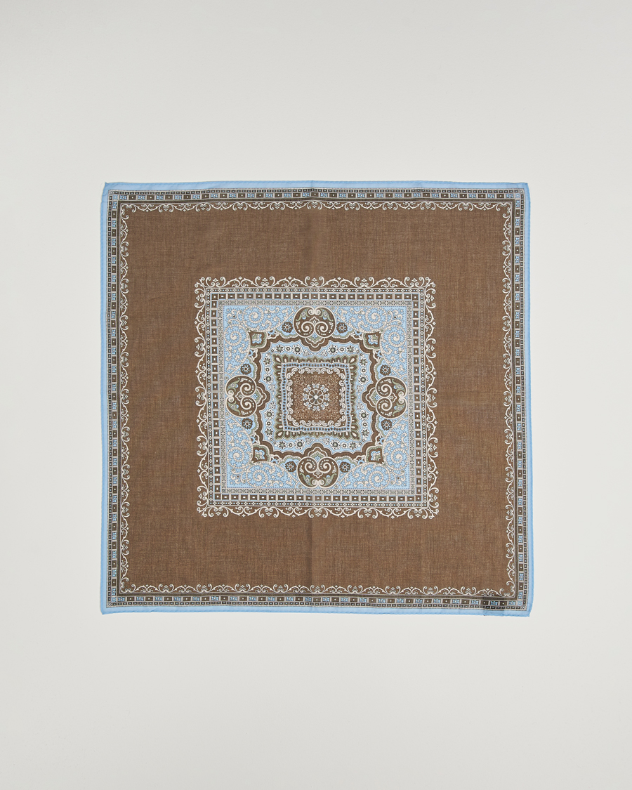 Uomini | Sciarpe | Amanda Christensen | Cotton Voilé Printed Paisley Bandana Brown