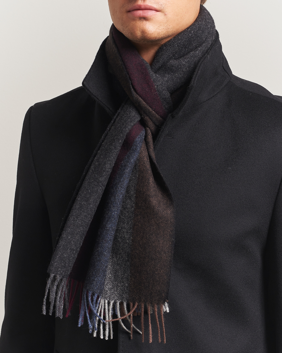 Uomini | Amanda Christensen Merino Wool Herringbone Striped Scarf Multi | Amanda Christensen | Merino Wool Herringbone Striped Scarf Multi