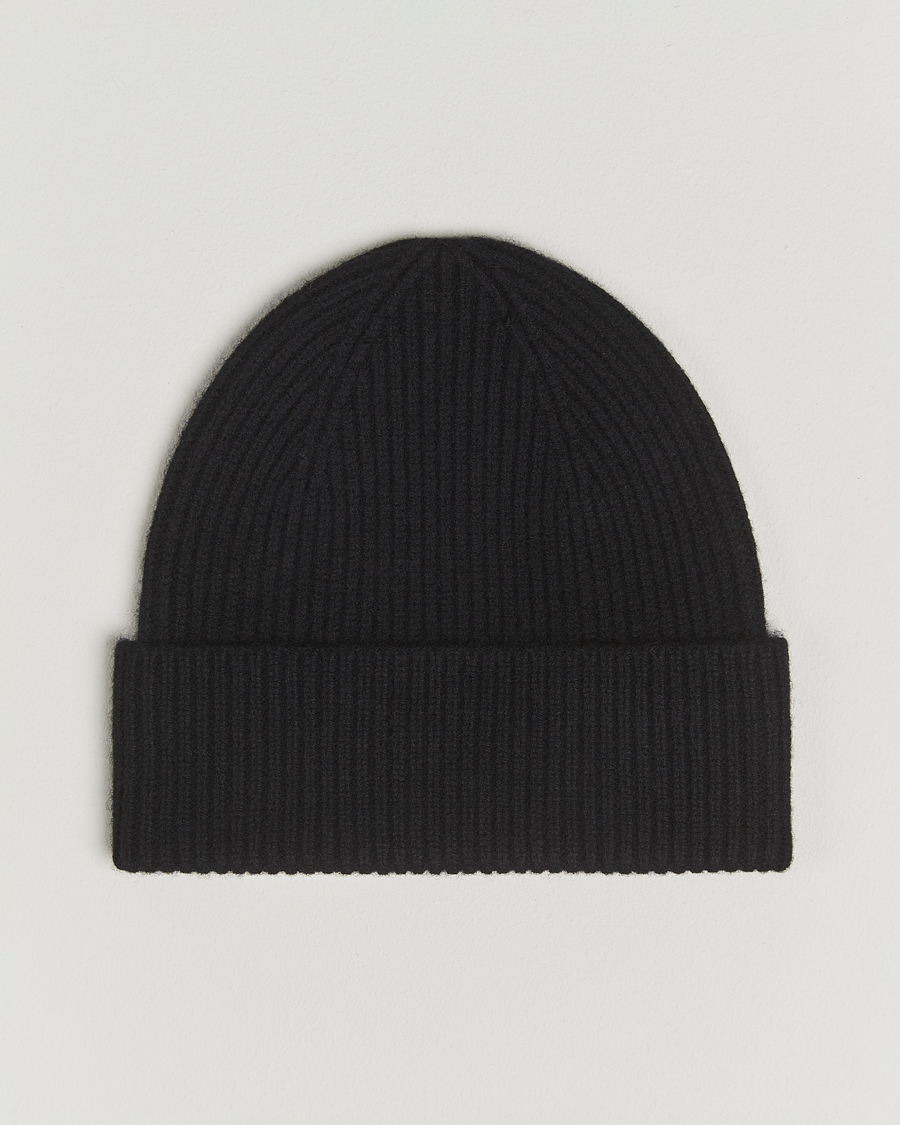 Uomini | Amanda Christensen Rib Knitted Merino Wool Cap Black | Amanda Christensen | Rib Knitted Merino Wool Cap Black