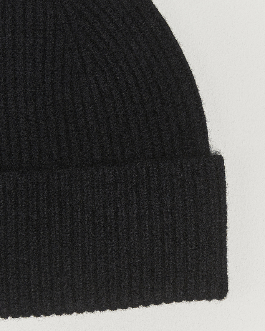 Uomini | Amanda Christensen Rib Knitted Merino Wool Cap Black | Amanda Christensen | Rib Knitted Merino Wool Cap Black