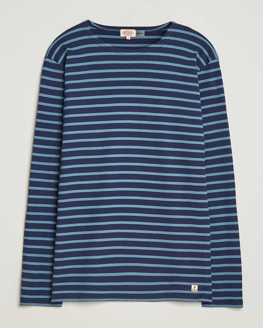 Uomini | T-shirt | Armor-lux | Houat Héritage Stripe Long Sleeve T-Shirt Deep Marine/Bluefin