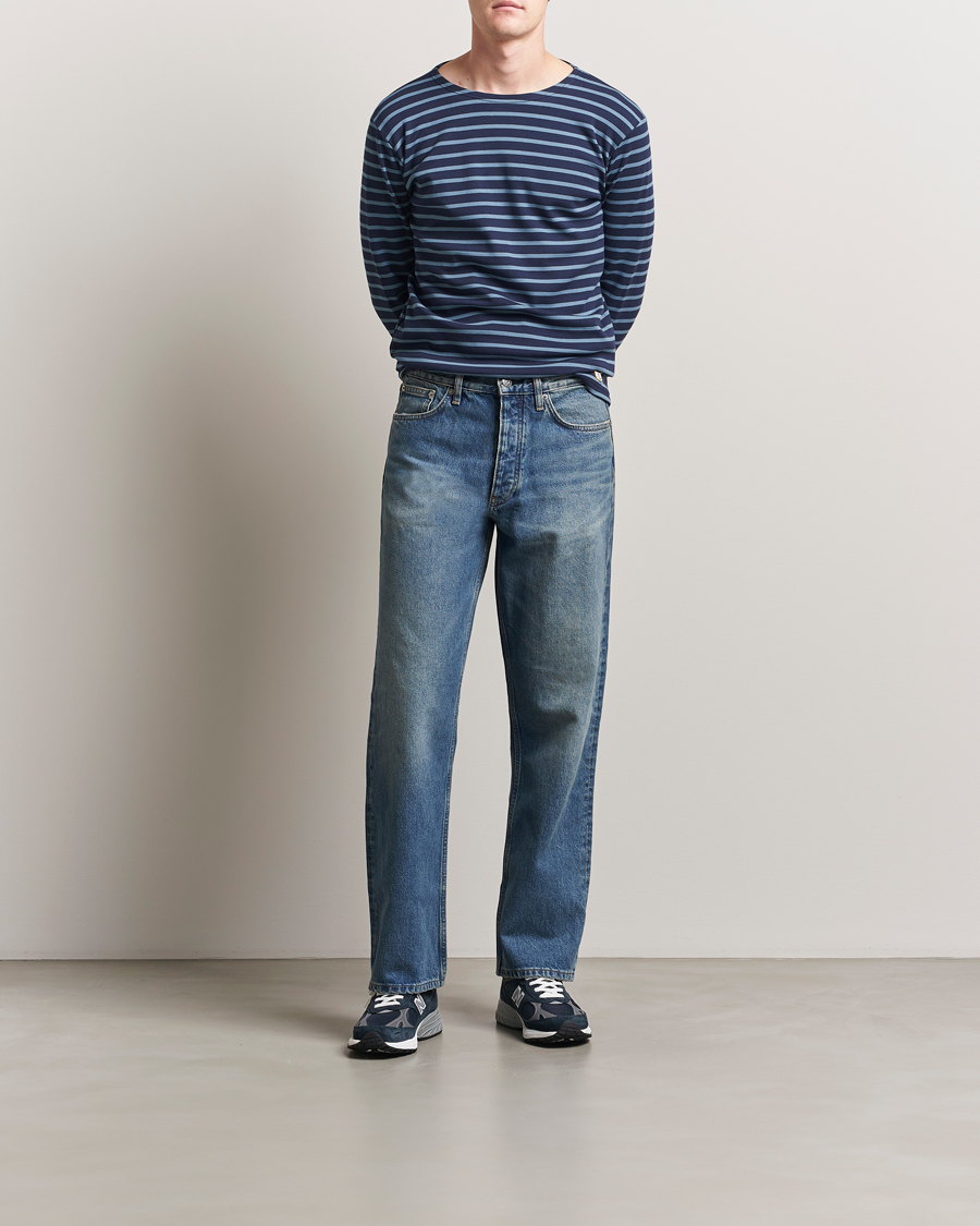 Uomini | T-shirt | Armor-lux | Houat Héritage Stripe Long Sleeve T-Shirt Deep Marine/Bluefin