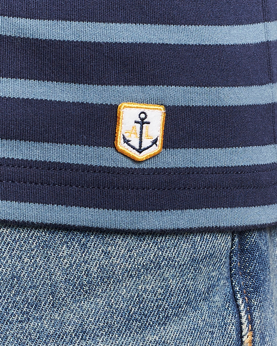 Uomini | T-shirt | Armor-lux | Houat Héritage Stripe Long Sleeve T-Shirt Deep Marine/Bluefin