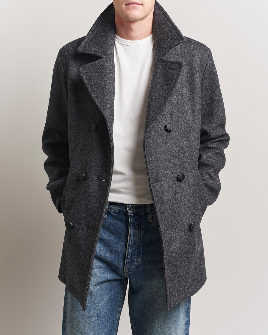 Uomini | Giacche | Armor-lux | Kermor Wool Peacoat Grey Melange