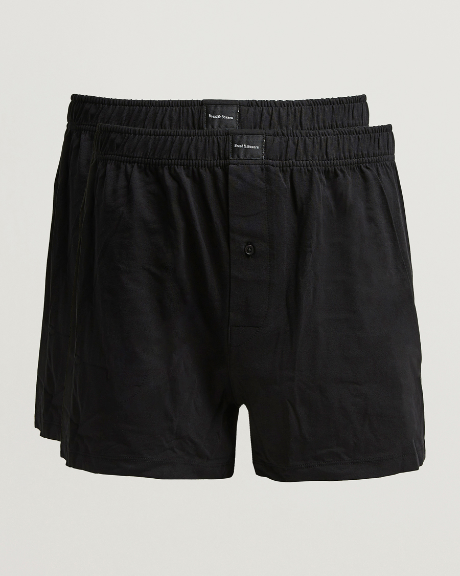 Uomini | Biancheria intima | Bread & Boxers | 2-Pack Jersey Boxer Shorts Black