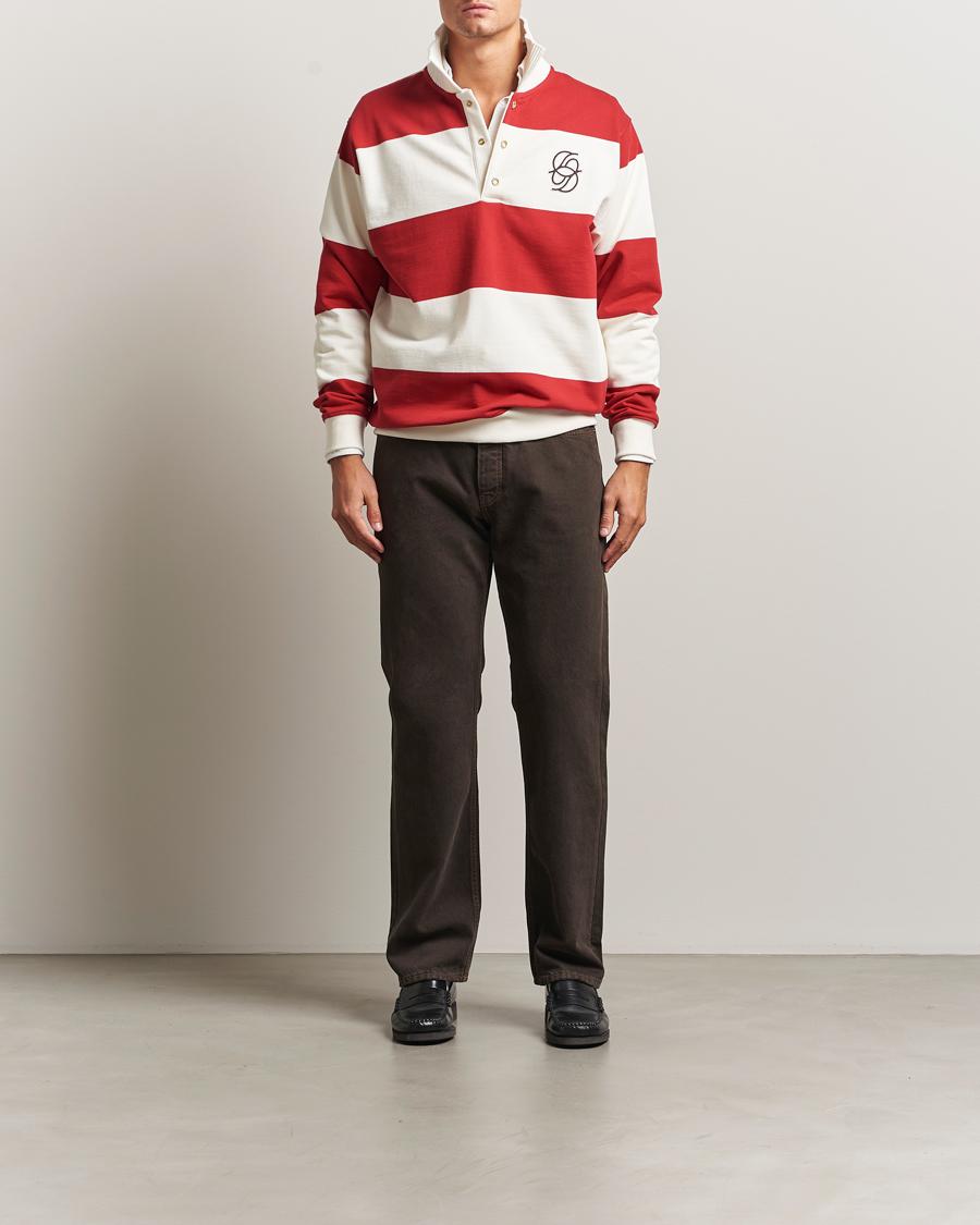 Uomini | Maglieria | Drôle de Monsieur | Barstriped Rugger Red/White
