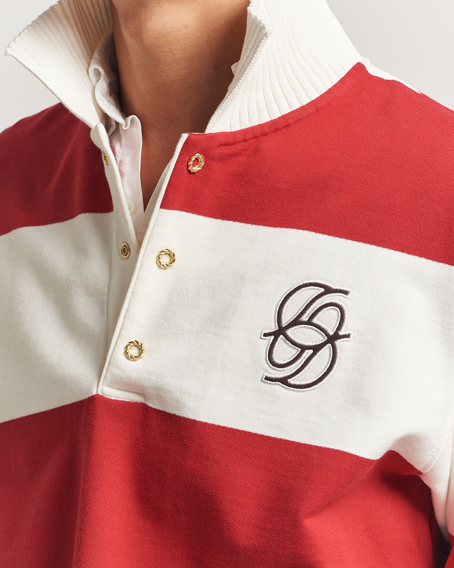 Uomini | Maglieria | Drôle de Monsieur | Barstriped Rugger Red/White