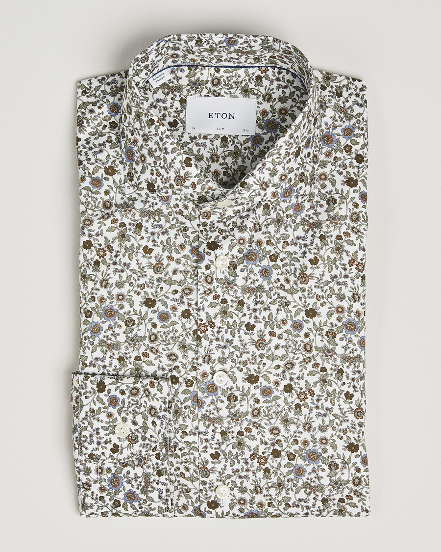 Uomini | Camicie | Eton | Slim Fit Signature Twill Floral Print Shirt White