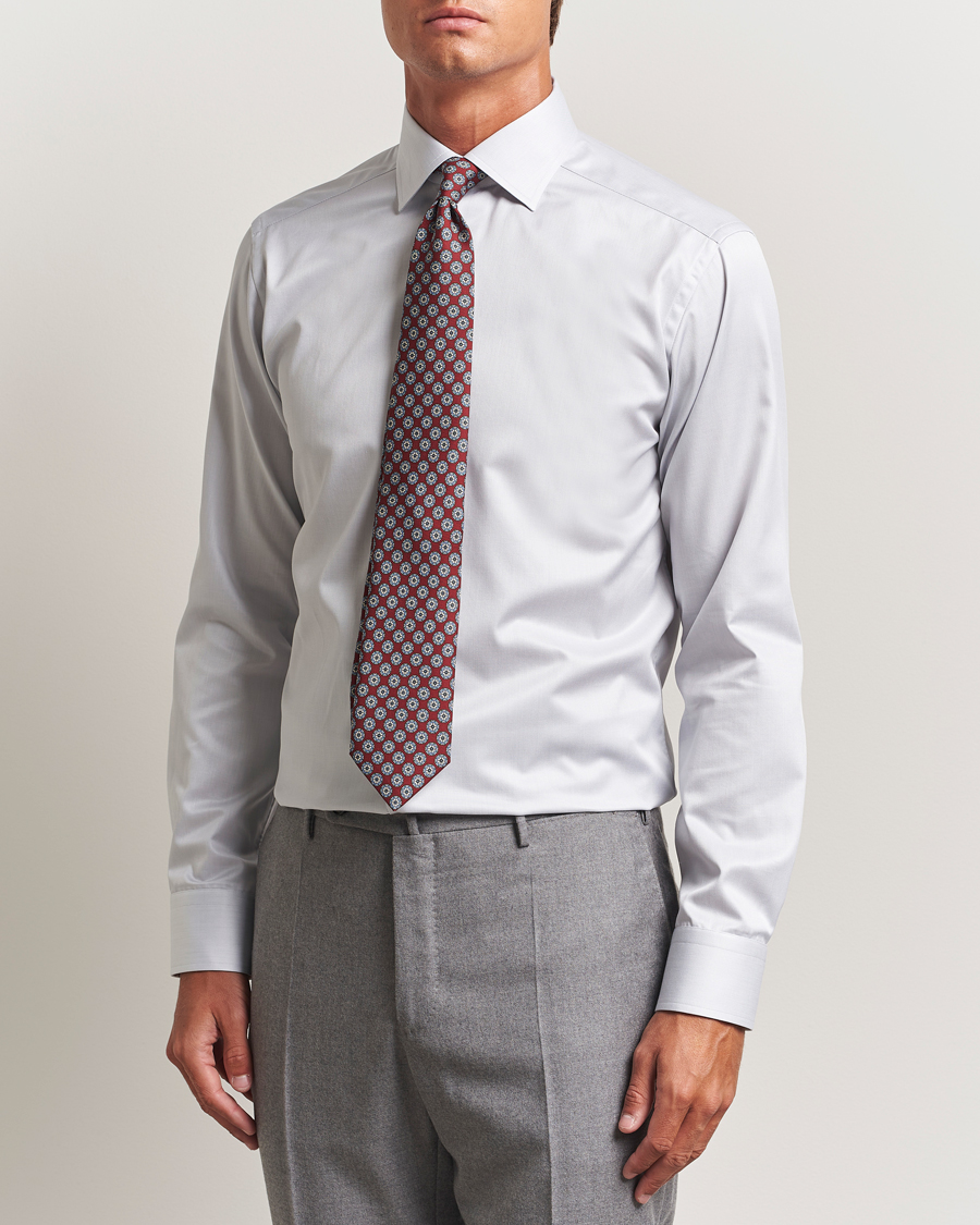 Uomini | Camicie | Eton | Slim Fit Signature Twill Paspoal Shirt Light Grey