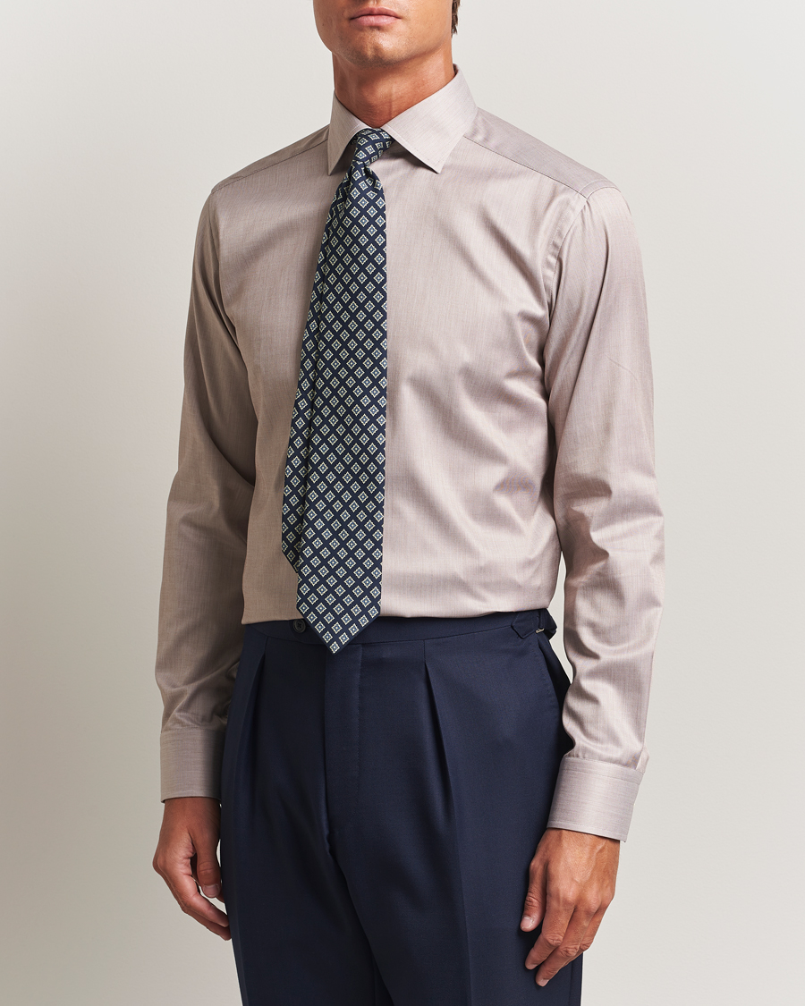 Uomini | Camicie | Eton | Slim Fit Signature Twill Paspoal Shirt Beige