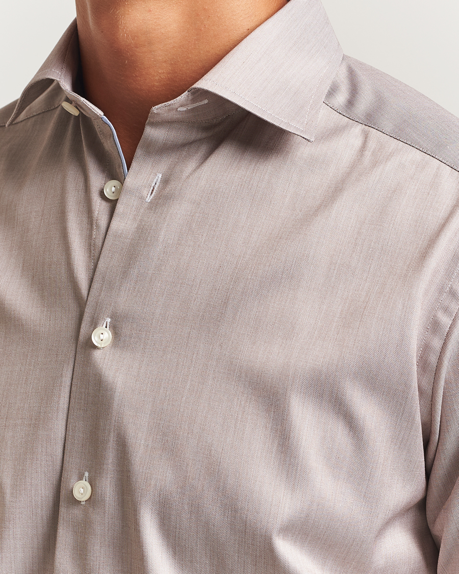 Uomini | Camicie | Eton | Slim Fit Signature Twill Paspoal Shirt Beige