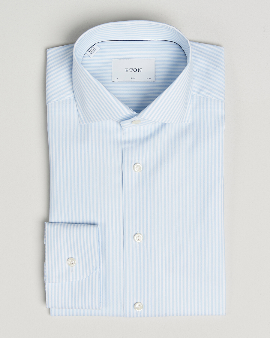 Uomini | Camicie | Eton | Slim Fit Bengal Striped Oxford Shirt Light Blue