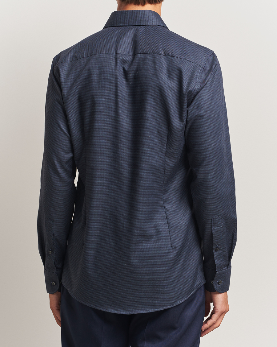 Uomini | Camicie | Eton | Slim Fit Checked Wrinkle Free Flannel Shirt Navy