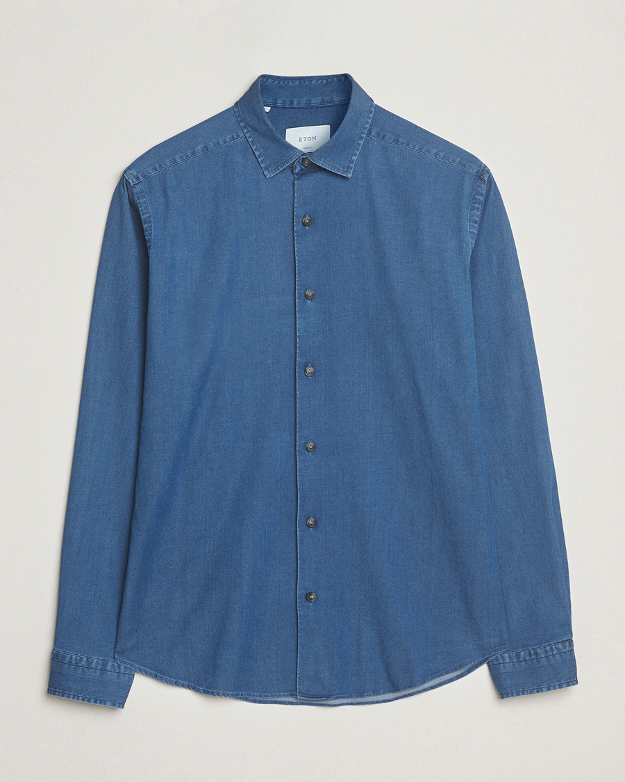 Uomini | Camicie | Eton | Casual Fit Denim Shirt Dark Wash