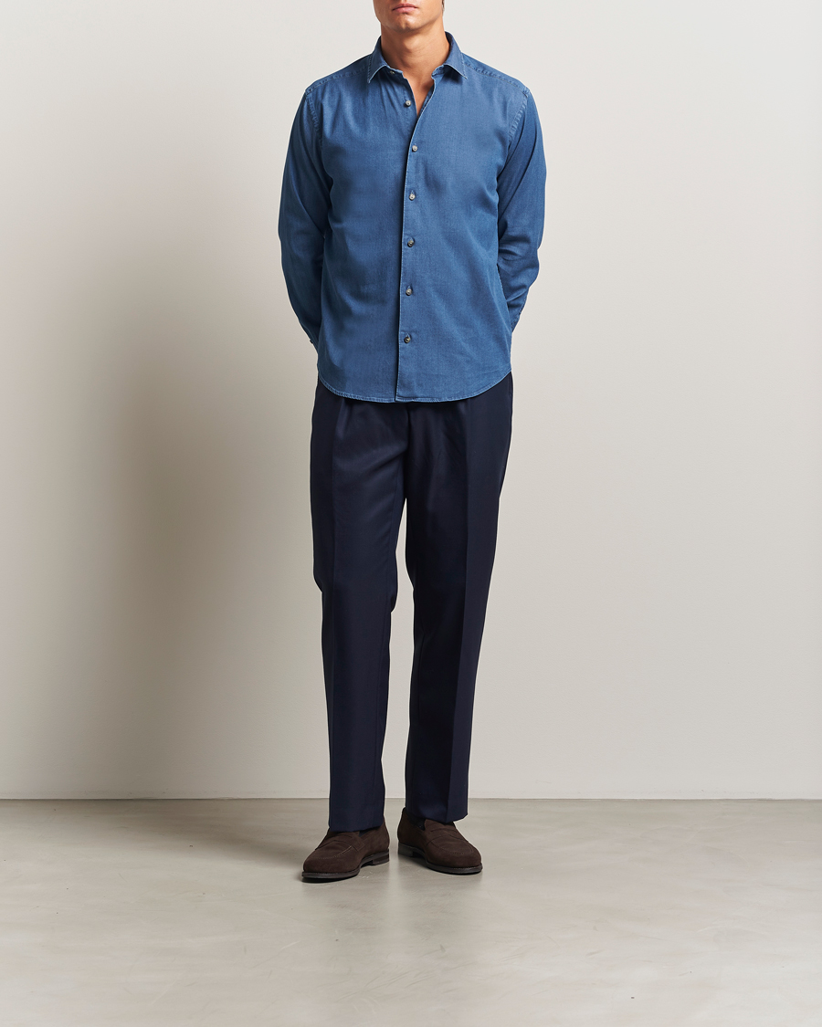 Uomini | Camicie | Eton | Casual Fit Denim Shirt Dark Wash