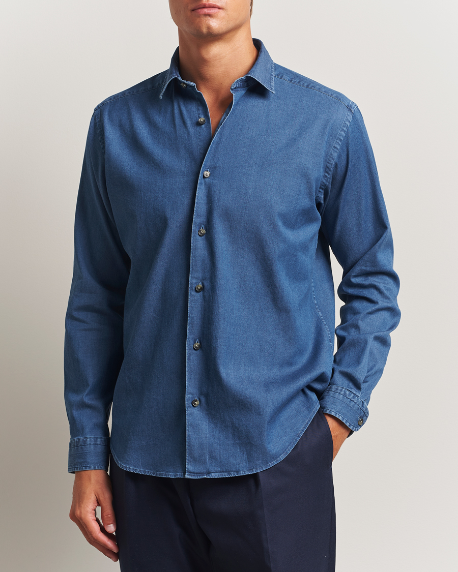 Uomini | Camicie | Eton | Casual Fit Denim Shirt Dark Wash