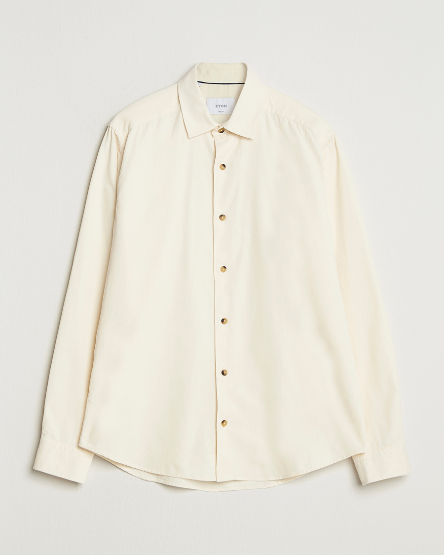 Uomini | Camicie | Eton | Casual Fit Corduroy Shirt Off White