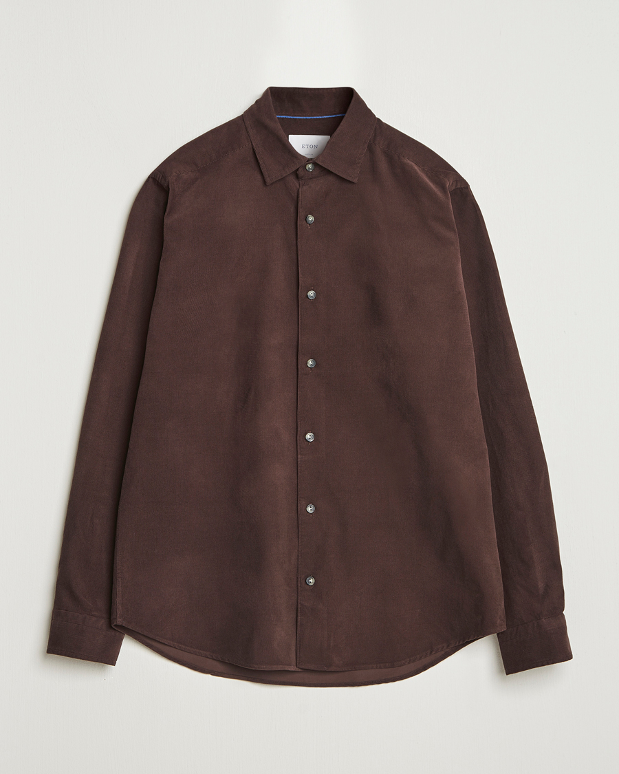 Uomini | Camicie | Eton | Casual Fit Corduroy Shirt Dark Brown