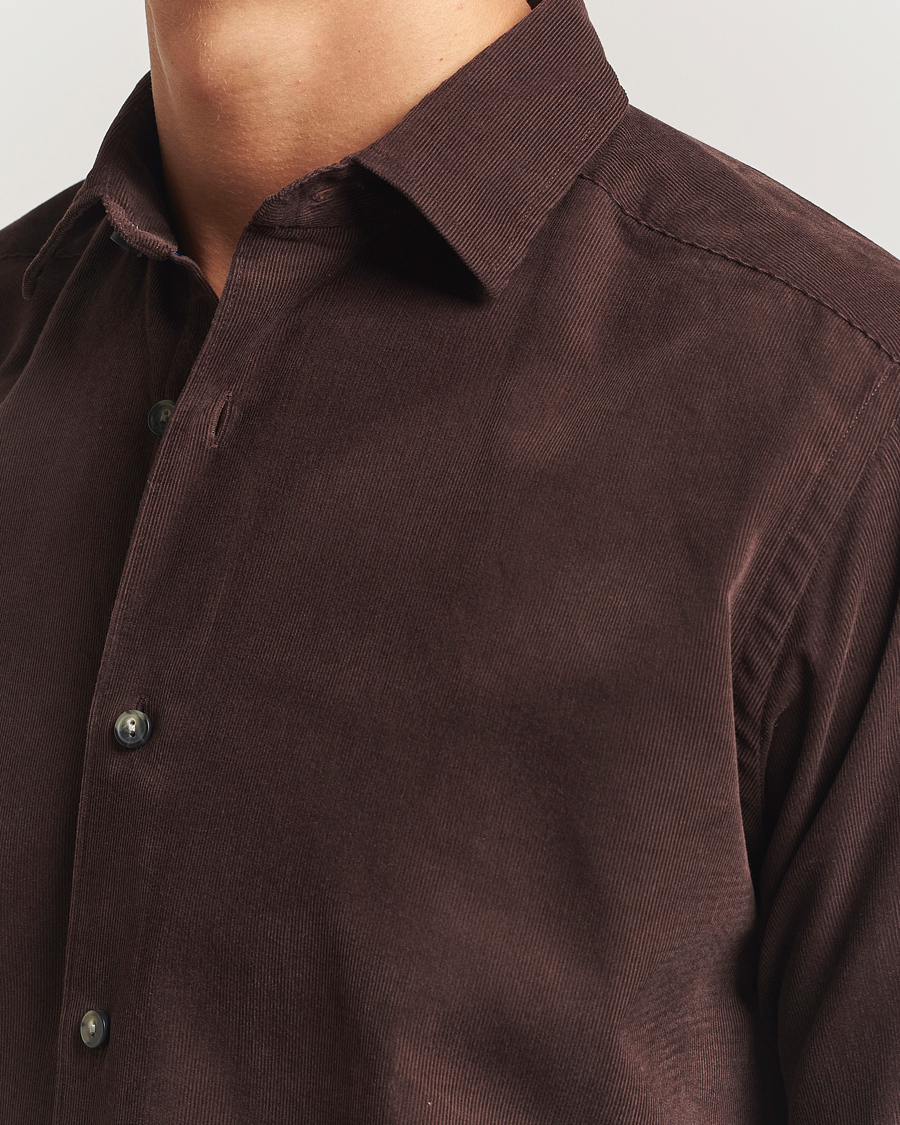 Uomini | Camicie | Eton | Casual Fit Corduroy Shirt Dark Brown