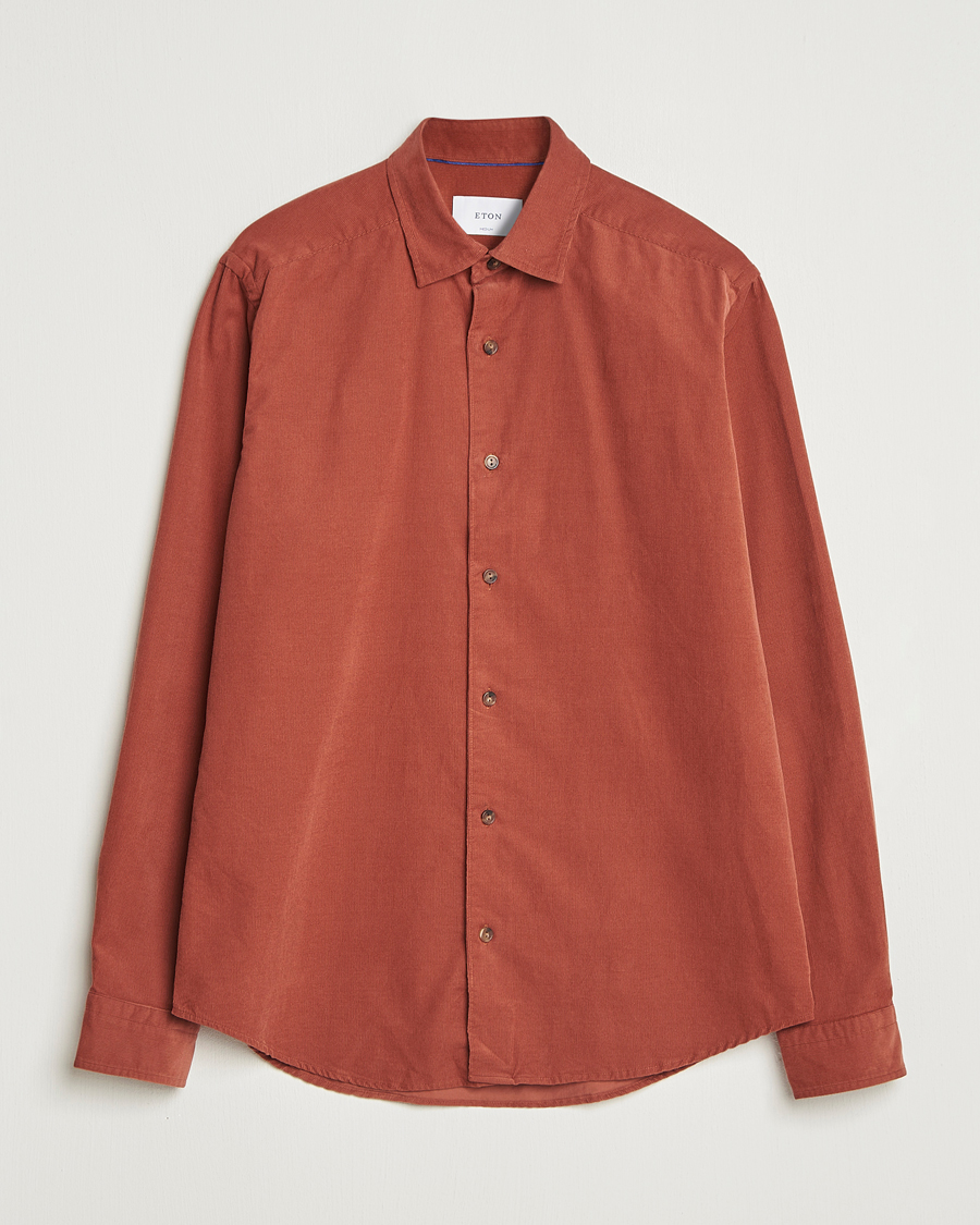 Uomini | Camicie | Eton | Casual Fit Corduroy Shirt Rust Red