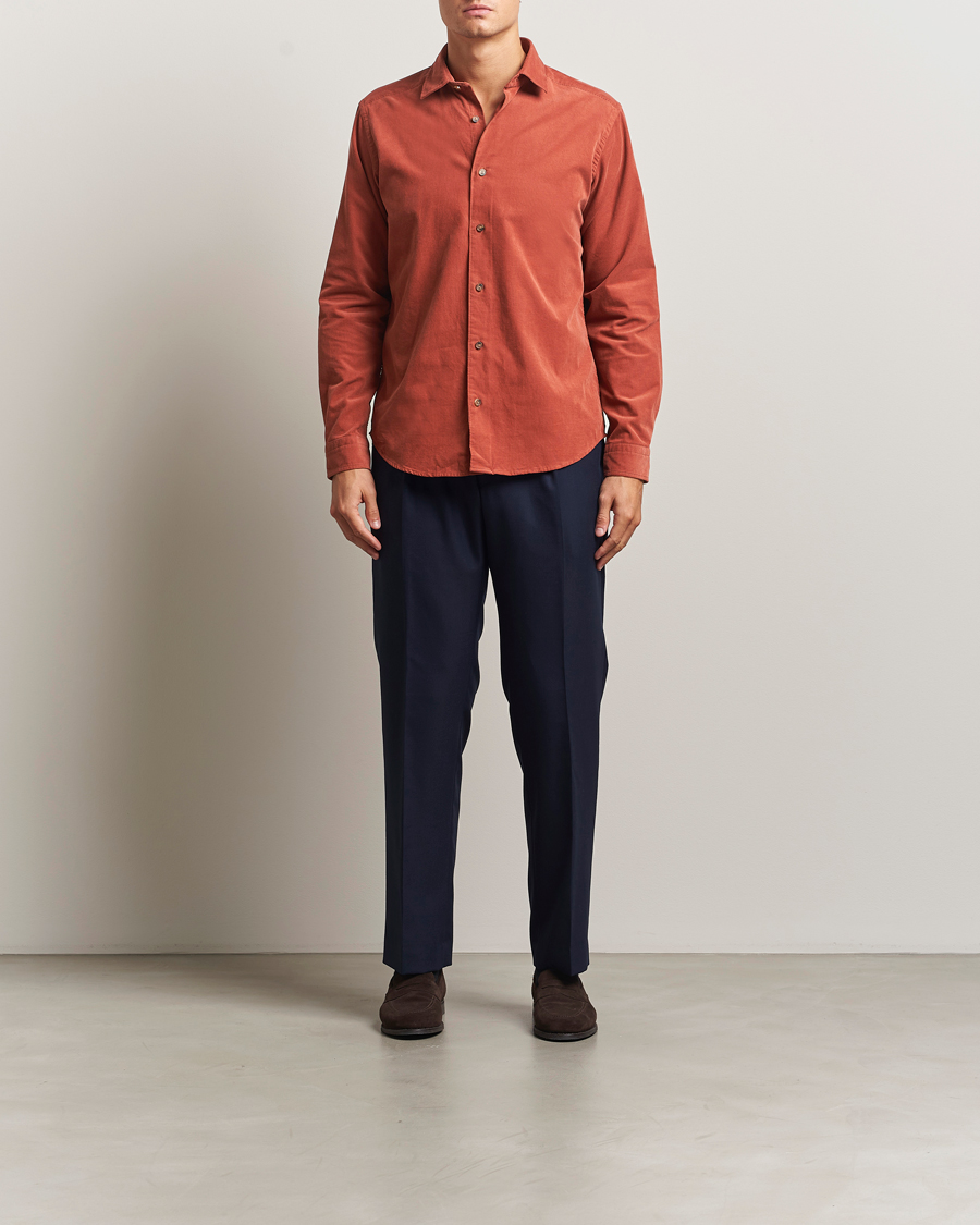 Uomini | Camicie | Eton | Casual Fit Corduroy Shirt Rust Red