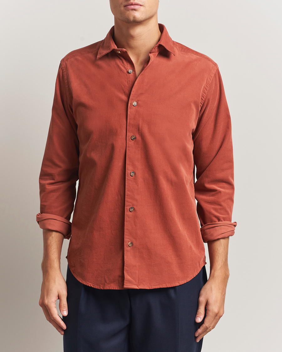 Uomini | Camicie | Eton | Casual Fit Corduroy Shirt Rust Red