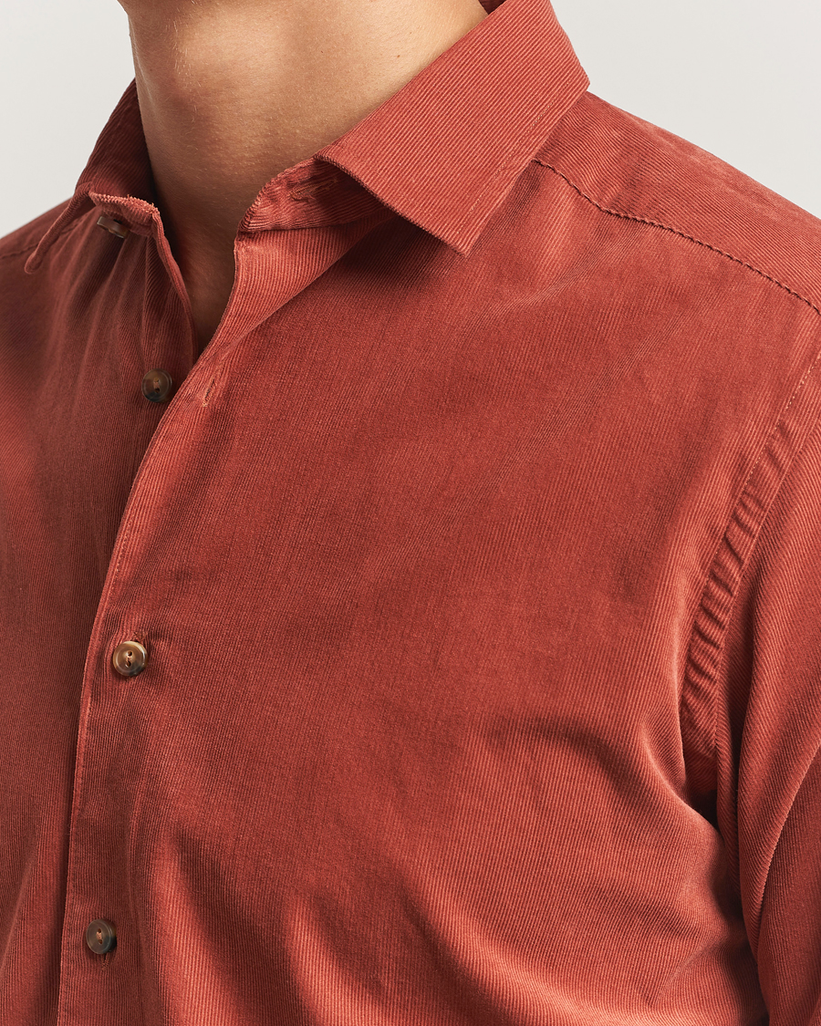 Uomini | Camicie | Eton | Casual Fit Corduroy Shirt Rust Red