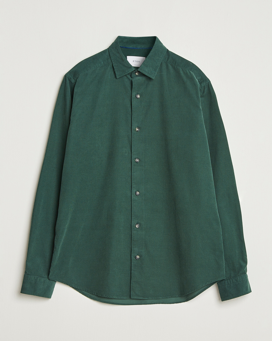 Uomini | Camicie | Eton | Casual Fit Corduroy Shirt Dark Green