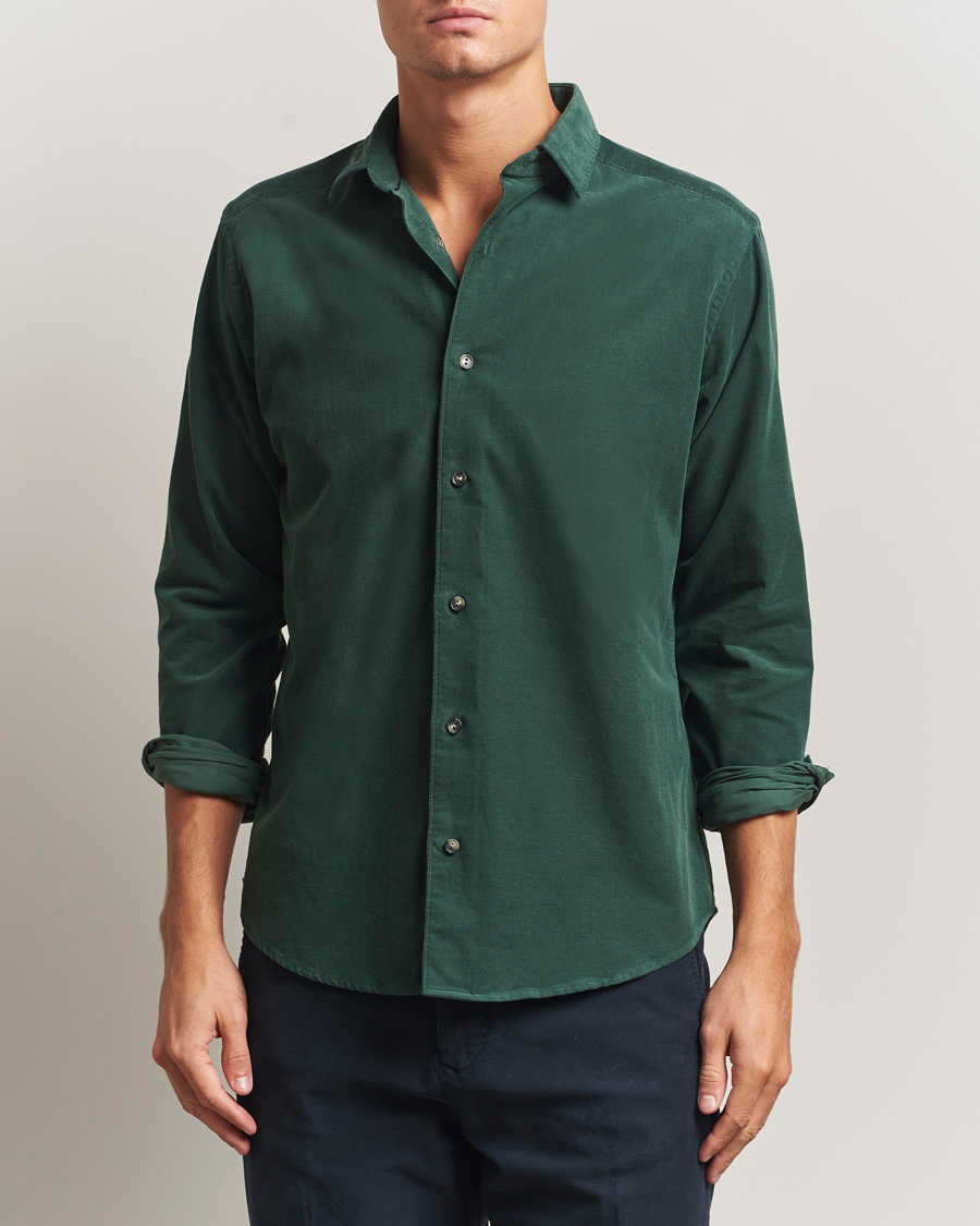 Uomini | Camicie | Eton | Casual Fit Corduroy Shirt Dark Green