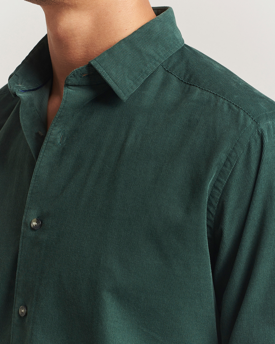 Uomini | Camicie | Eton | Casual Fit Corduroy Shirt Dark Green