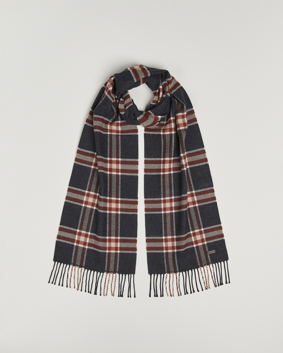 Uomini | Sciarpe | Eton | Merino Wool Checked Scarf Dark Grey