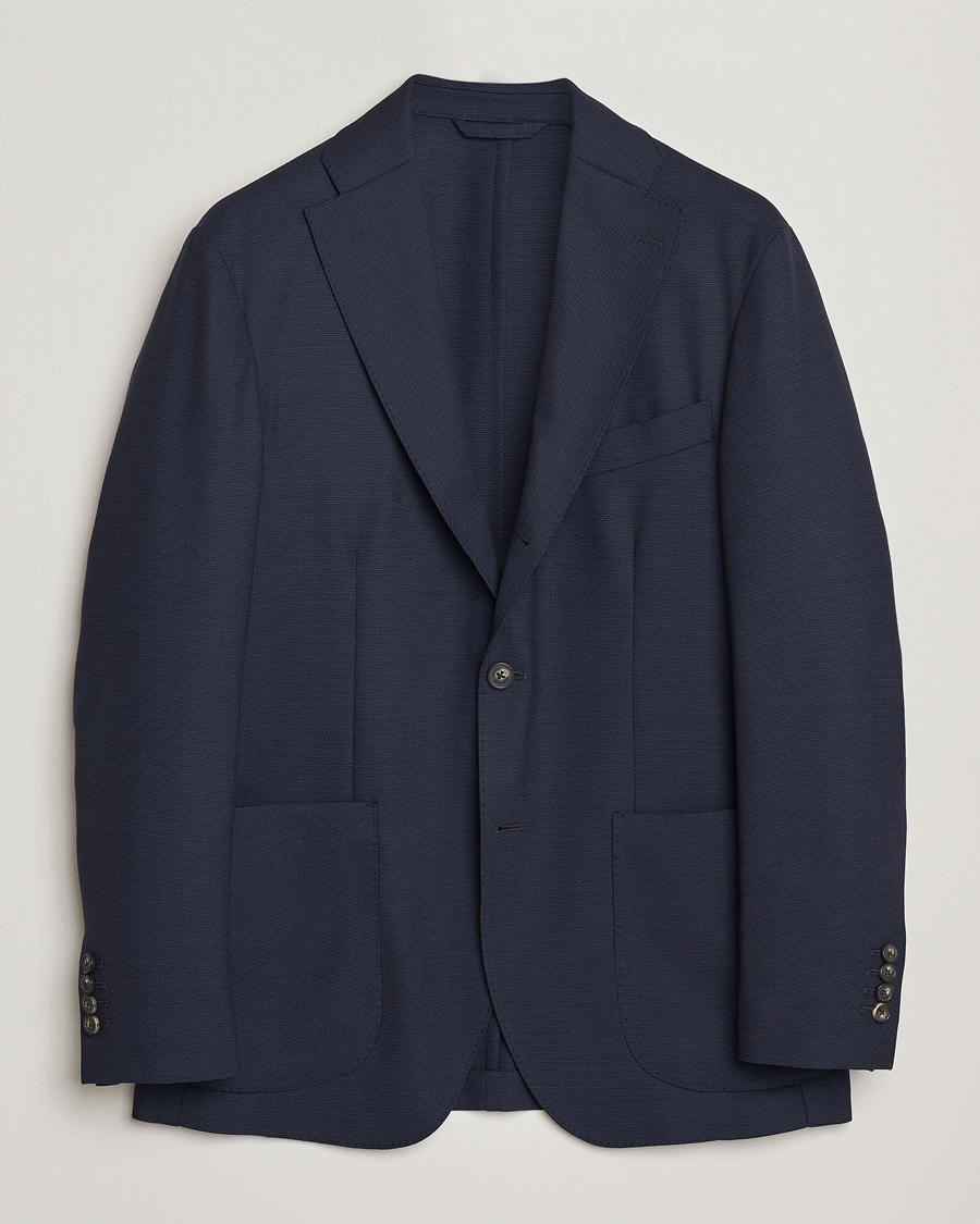 Uomini | Blazers | Eton | Wool Lana Tech Soft Blazer Navy Blue