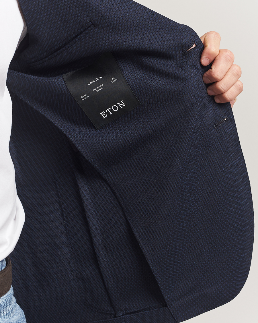 Uomini | Blazers | Eton | Wool Lana Tech Soft Blazer Navy Blue