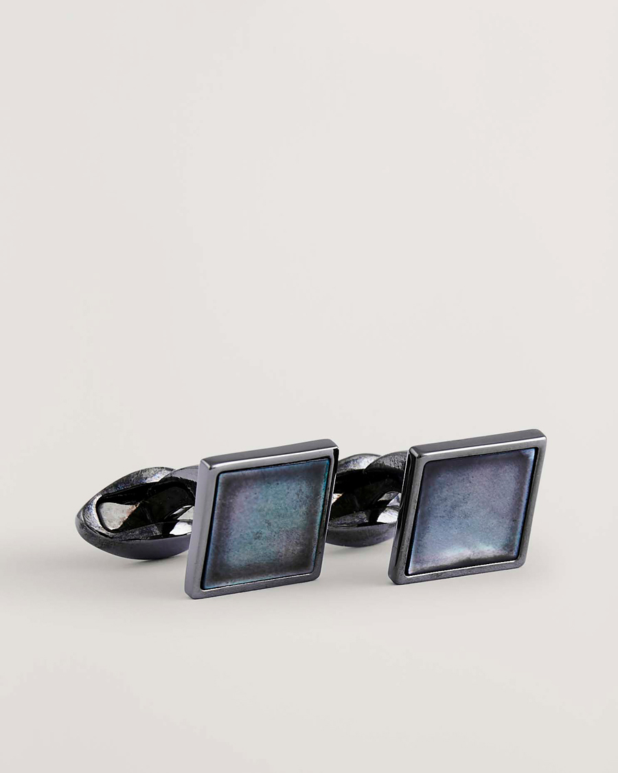 Uomini | Gemelli | Eton | Mother of Pearl Cufflink Dark Grey