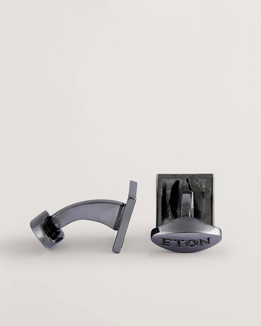 Uomini | Gemelli | Eton | Mother of Pearl Cufflink Dark Grey