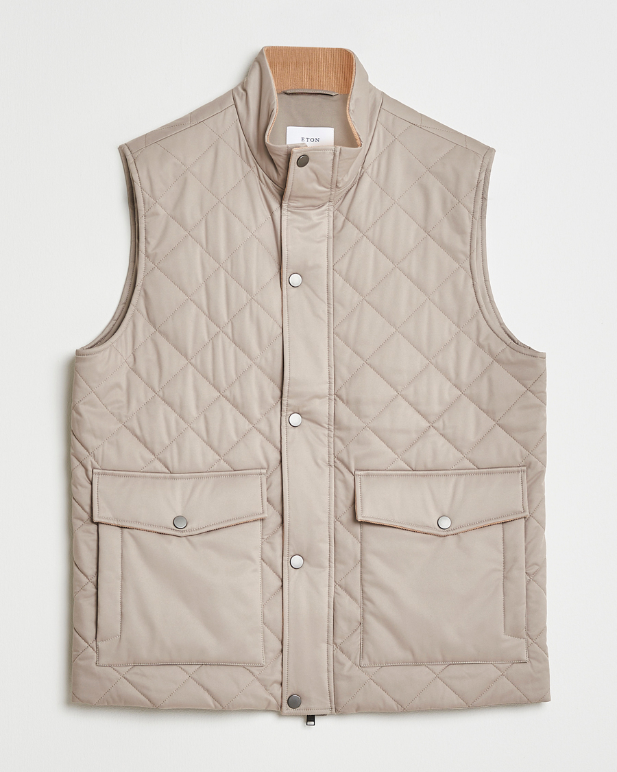 Uomini | Gilet | Eton | Quilted Shell Vest Beige
