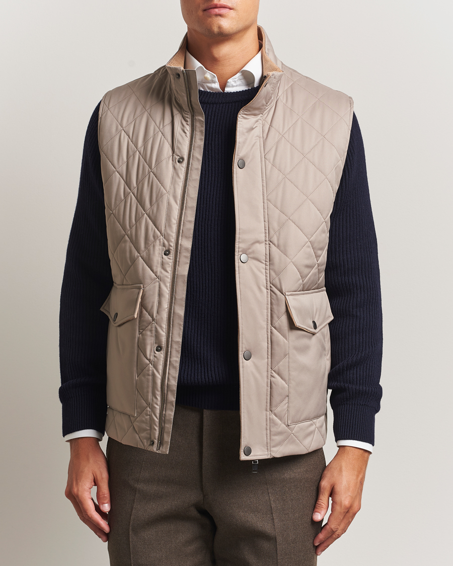 Uomini | Gilet | Eton | Quilted Shell Vest Beige