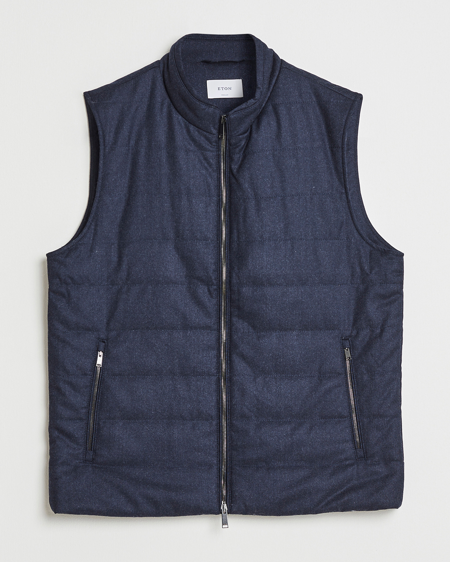 Uomini | Giacche | Eton | Wool Padded Vest Navy