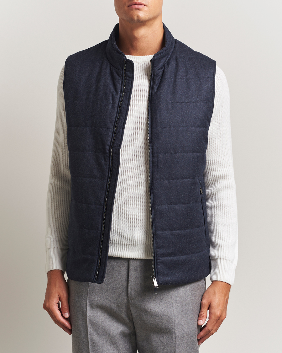 Uomini | Giacche | Eton | Wool Padded Vest Navy
