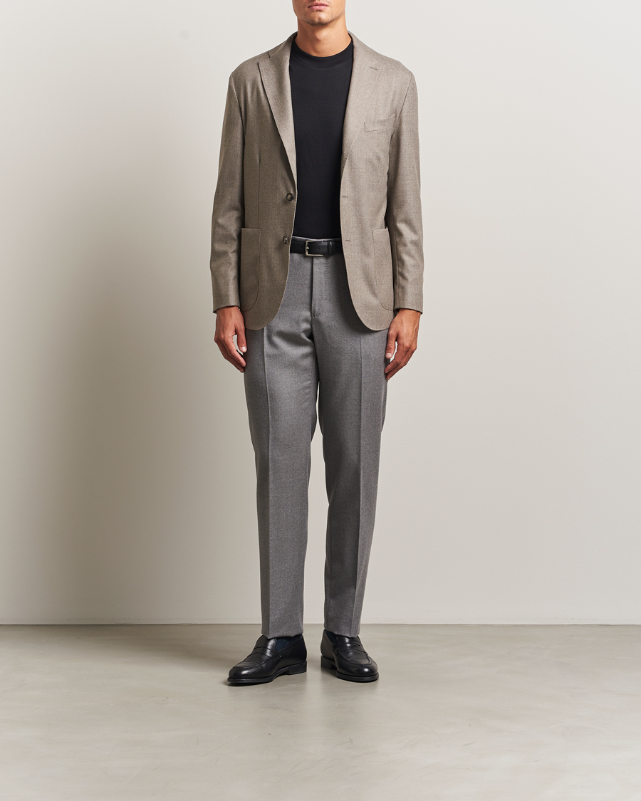Uomini | Blazers | Eton | Wool Flannel Patch Pocket Blazer Beige