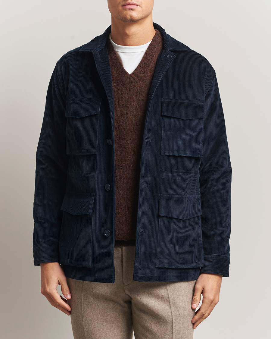 Uomini | Giacche | Eton | Corduroy Field Jacket Navy